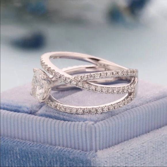 New Oval Cut 925 Multilayer Diamond Women’s Ring - Picture 5 of 6